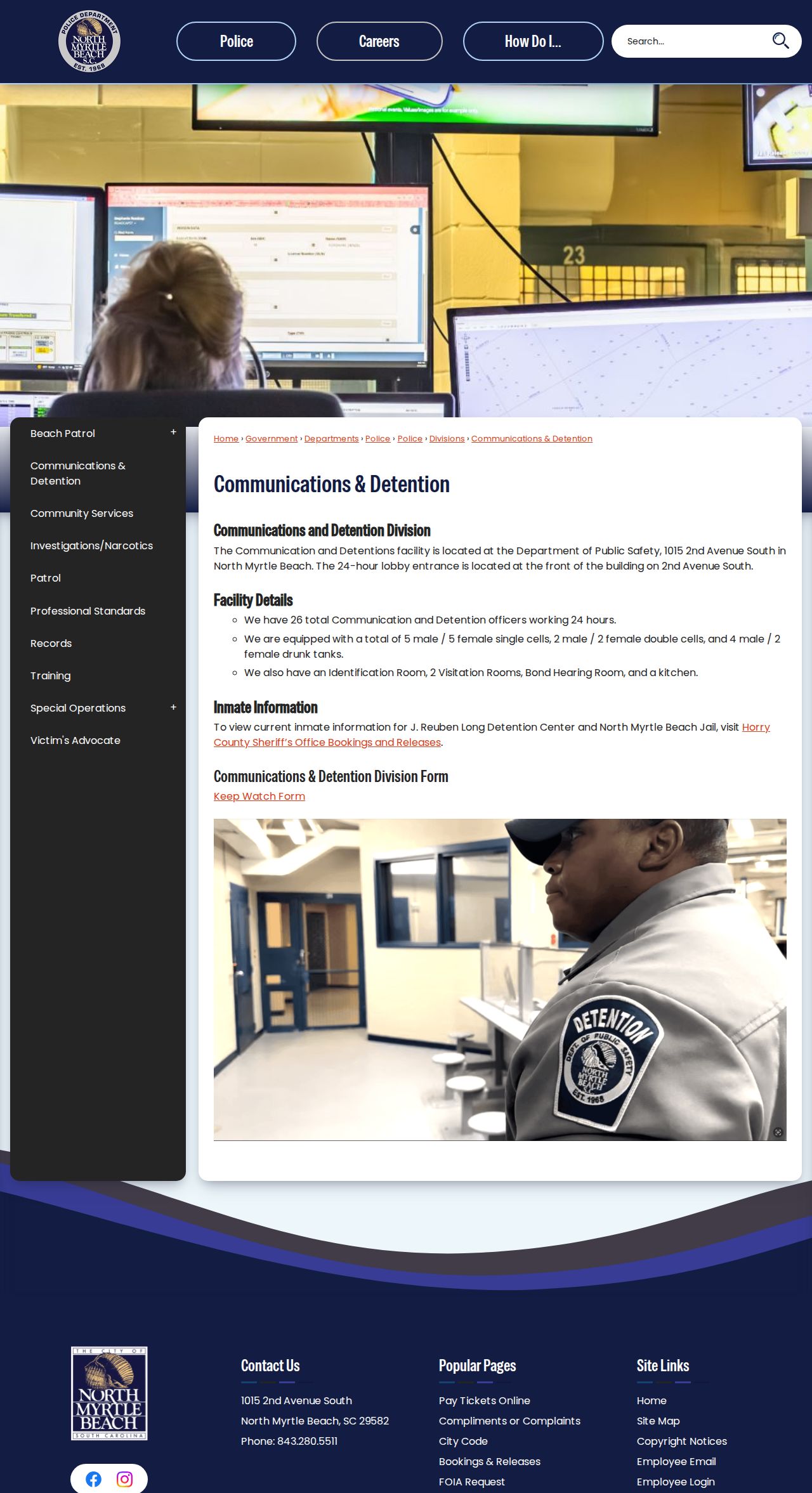 North Myrtle Beach Communications and Detention official inmate record guidance